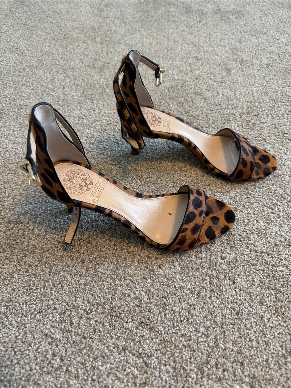Vince Camuto Leopard Print Ankle Strap Heels - Women